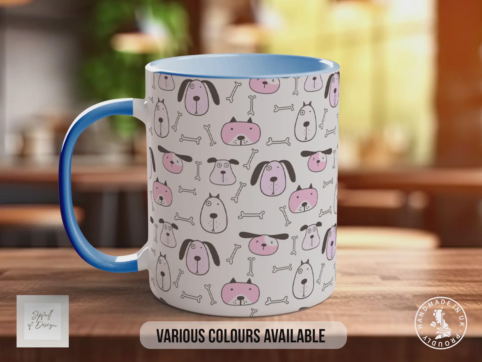 Pink Dog Pattern Mug | Dog Lover Gift | Playful Puppy Design | Handmade UK