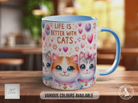 Life Is Better With Cats Mug | Sparkly Cat Lover Gift | Glitter Cat Mug