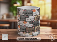 Kawaii Cat Lover Gift | Soft Pastel Cat Pattern Mug