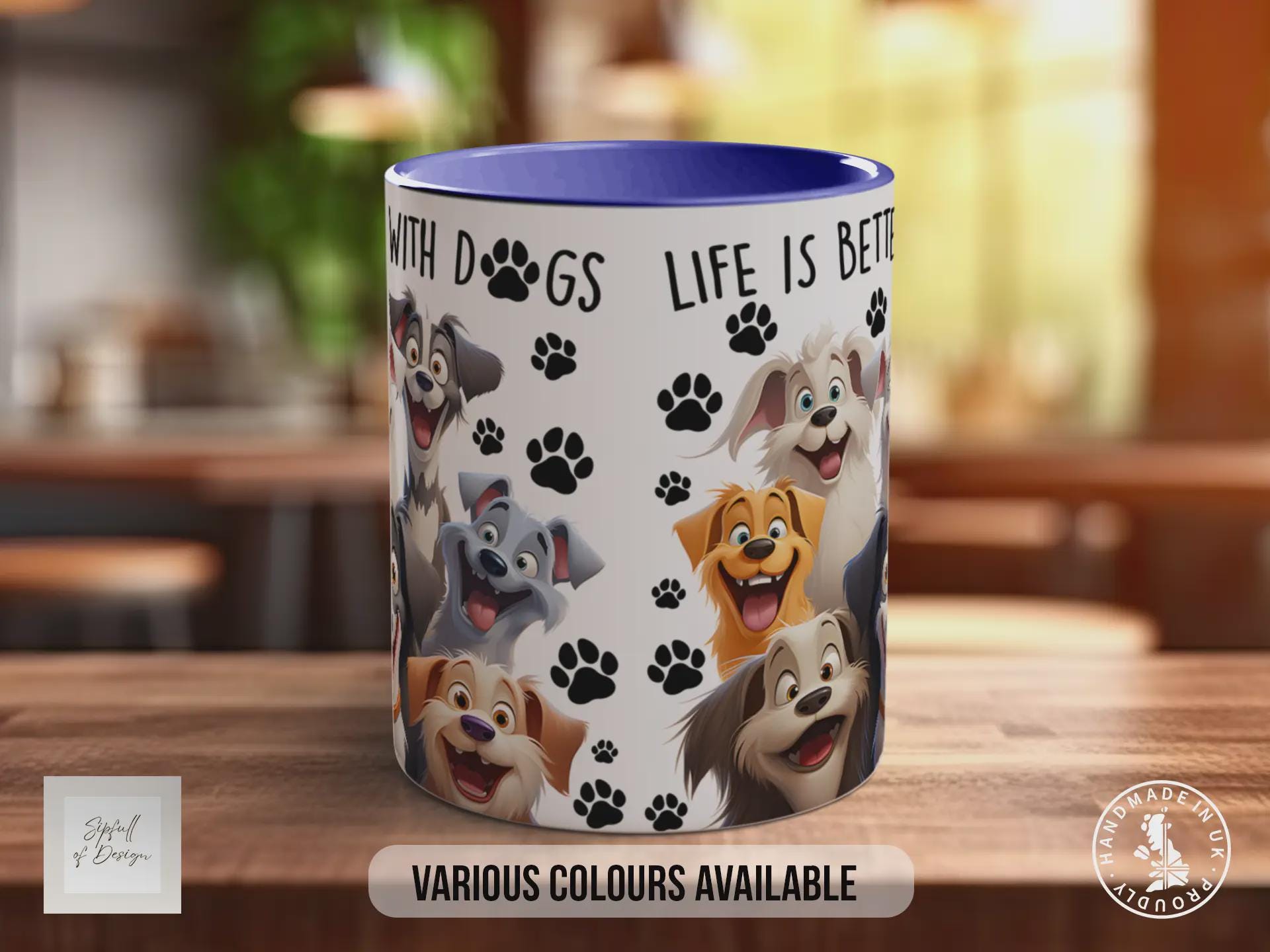 Life Is Better With Dogs Mug | Dog Lover Gift | Happy Dog Illustration