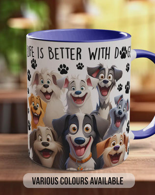 Life Is Better With Dogs Mug | Dog Lover Gift | Happy Dog Illustration