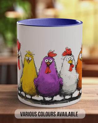 Funny Chicken Mug | Colourful Hens | Farmyard Comedy | Gift for Chicken Lovers