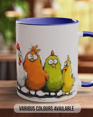 Funny Chicken Mug | Colourful Hens | Farmyard Comedy | Gift for Chicken Lovers