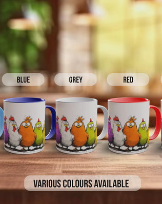 Funny Chicken Mug | Colourful Hens | Farmyard Comedy | Gift for Chicken Lovers