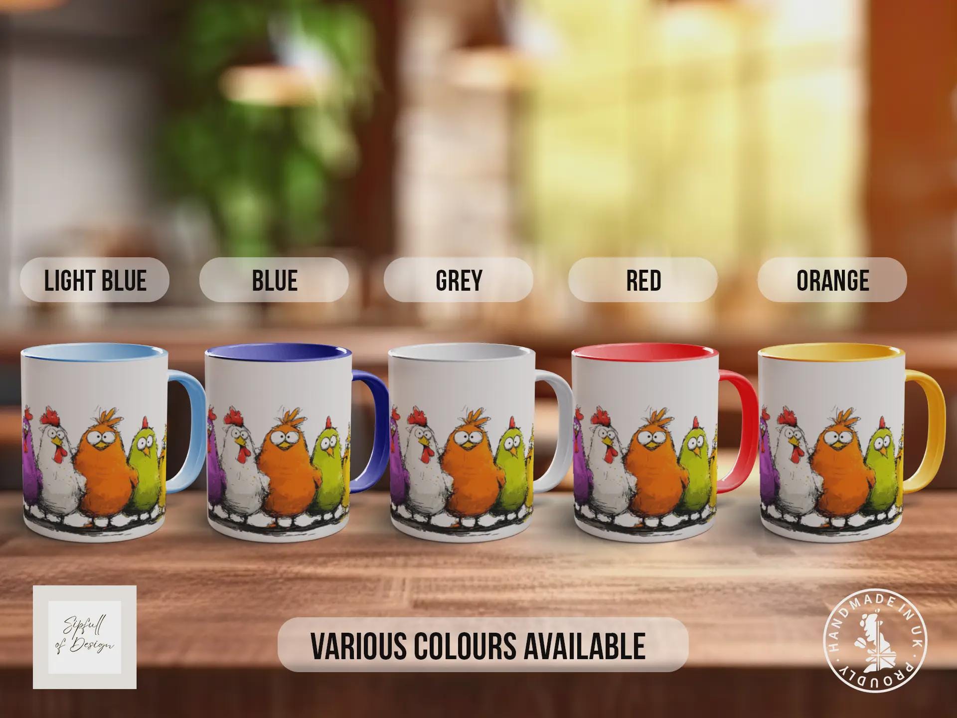 Funny Chicken Mug | Colourful Hens | Farmyard Comedy | Gift for Chicken Lovers