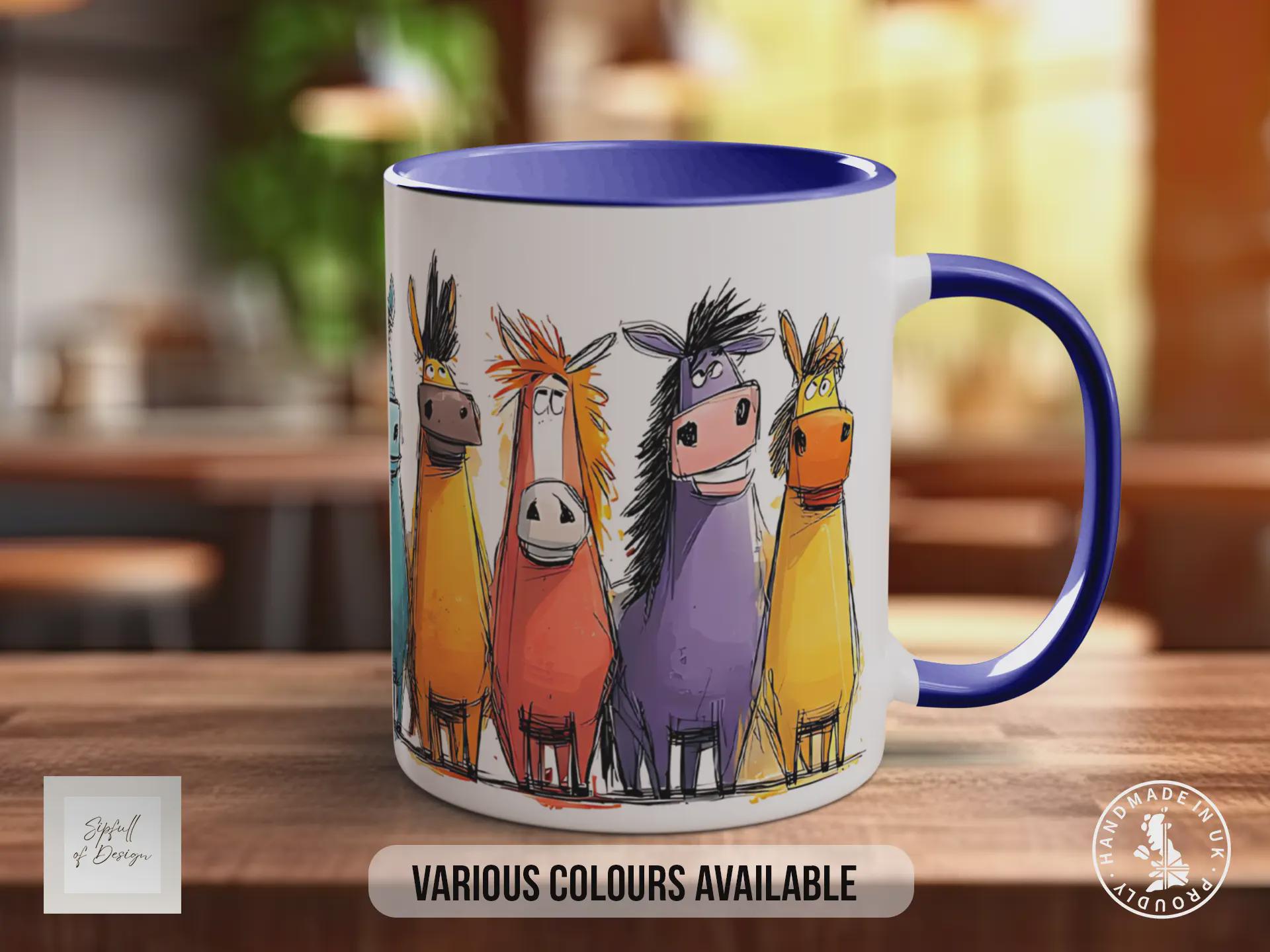 Funny Horse Mug | Colourful Horses, Quirky Gift