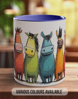 Funny Horse Mug | Colourful Horses, Quirky Gift