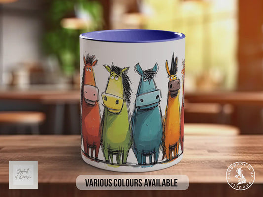 Funny Horse Mug | Colourful Horses, Quirky Gift