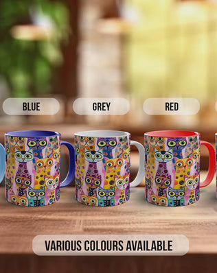 Colourful Cat Crowd Mug | Cat Lover Gift | Playful Cats Pattern | Handmade UK