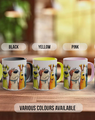Colourful Dog Crowd Mug | Playful Dog Art | Handmade UK