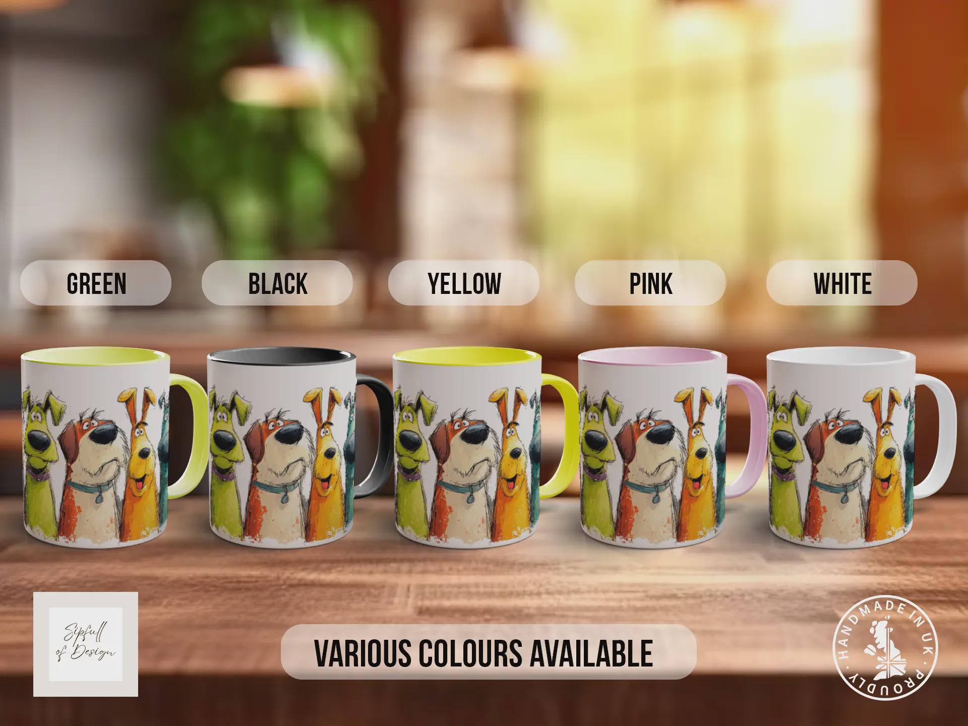 Colourful Dog Crowd Mug | Playful Dog Art | Handmade UK
