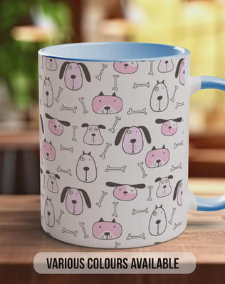 Pink Dog Pattern Mug | Dog Lover Gift | Playful Puppy Design | Handmade UK