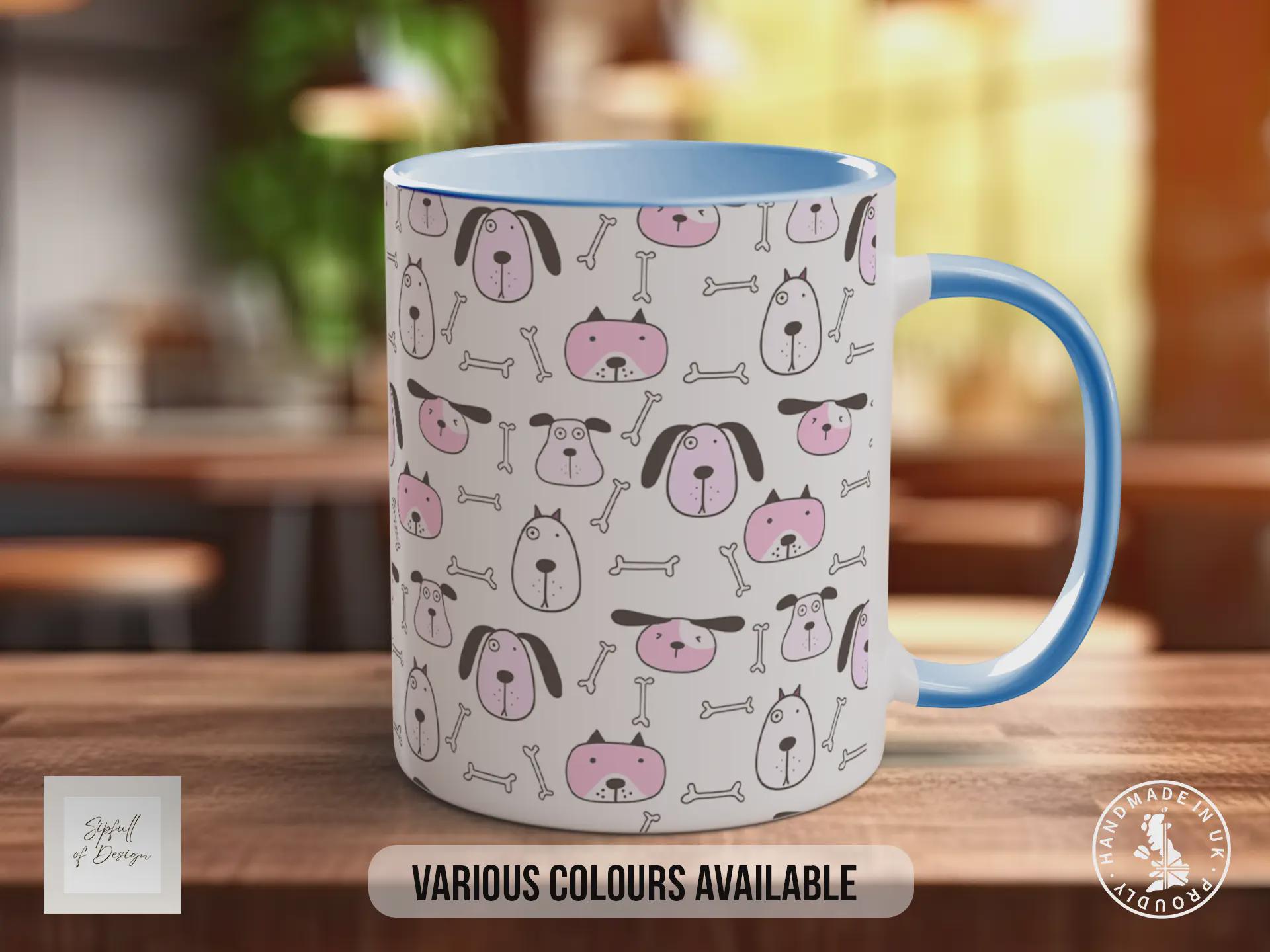 Pink Dog Pattern Mug | Dog Lover Gift | Playful Puppy Design | Handmade UK