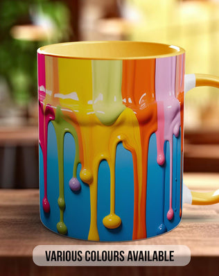 3D Paint Drip Mug | Full Wrap Colourful Coffee Mug | Ceramic, Bone China or Latte Mug | Abstract Art | Handmade UK