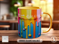 3D Paint Drip Mug | Full Wrap Colourful Coffee Mug | Ceramic, Bone China or Latte Mug | Abstract Art | Handmade UK
