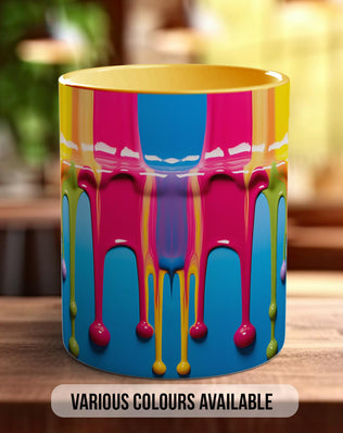 3D Paint Drip Mug | Full Wrap Colourful Coffee Mug | Ceramic, Bone China or Latte Mug | Abstract Art | Handmade UK