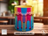 3D Paint Drip Mug | Full Wrap Colourful Coffee Mug | Ceramic, Bone China or Latte Mug | Abstract Art | Handmade UK