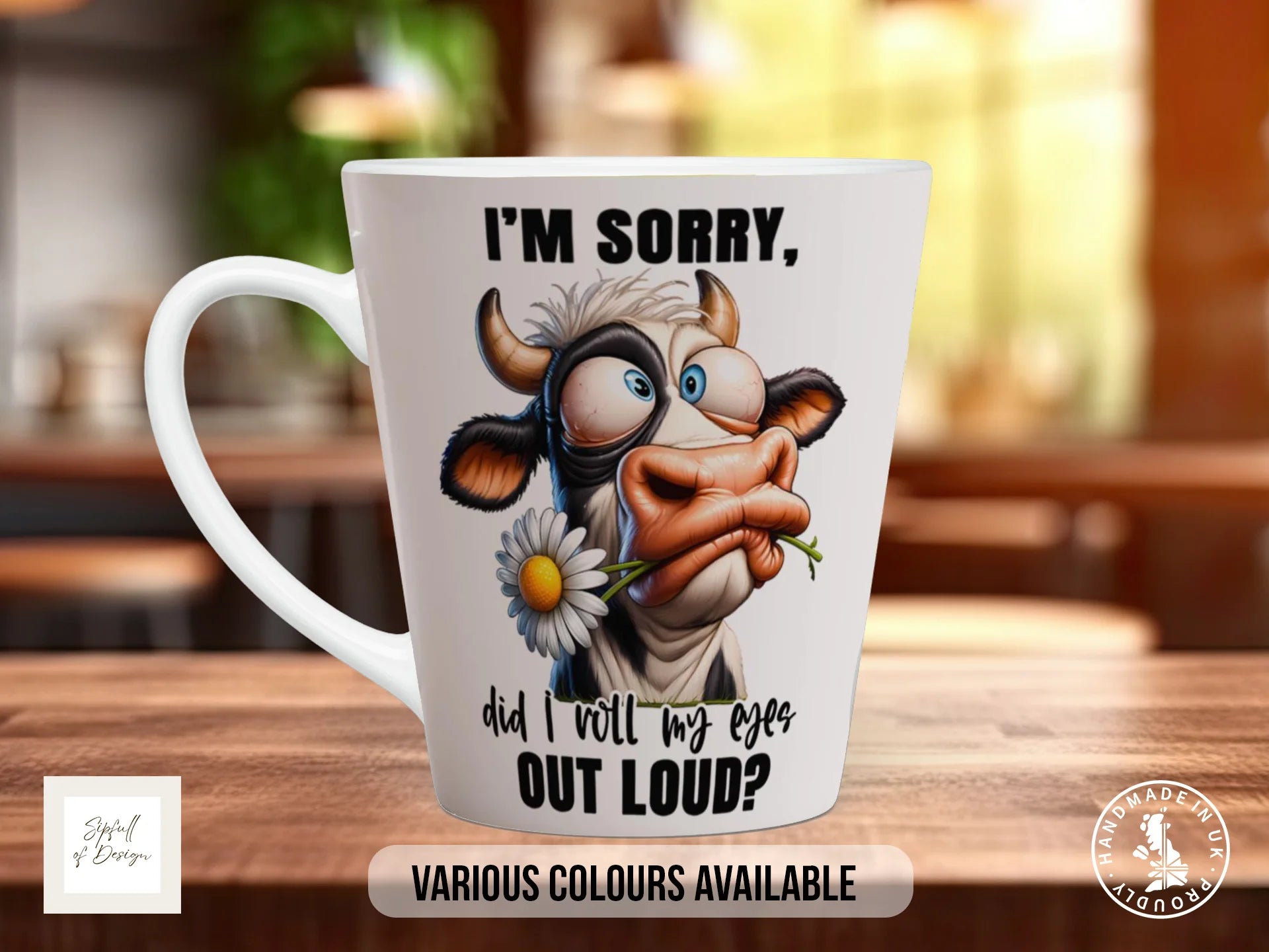 Eye Roll Cow Mug | Funny Sarcastic Cartoon Gift 12oz Latte
