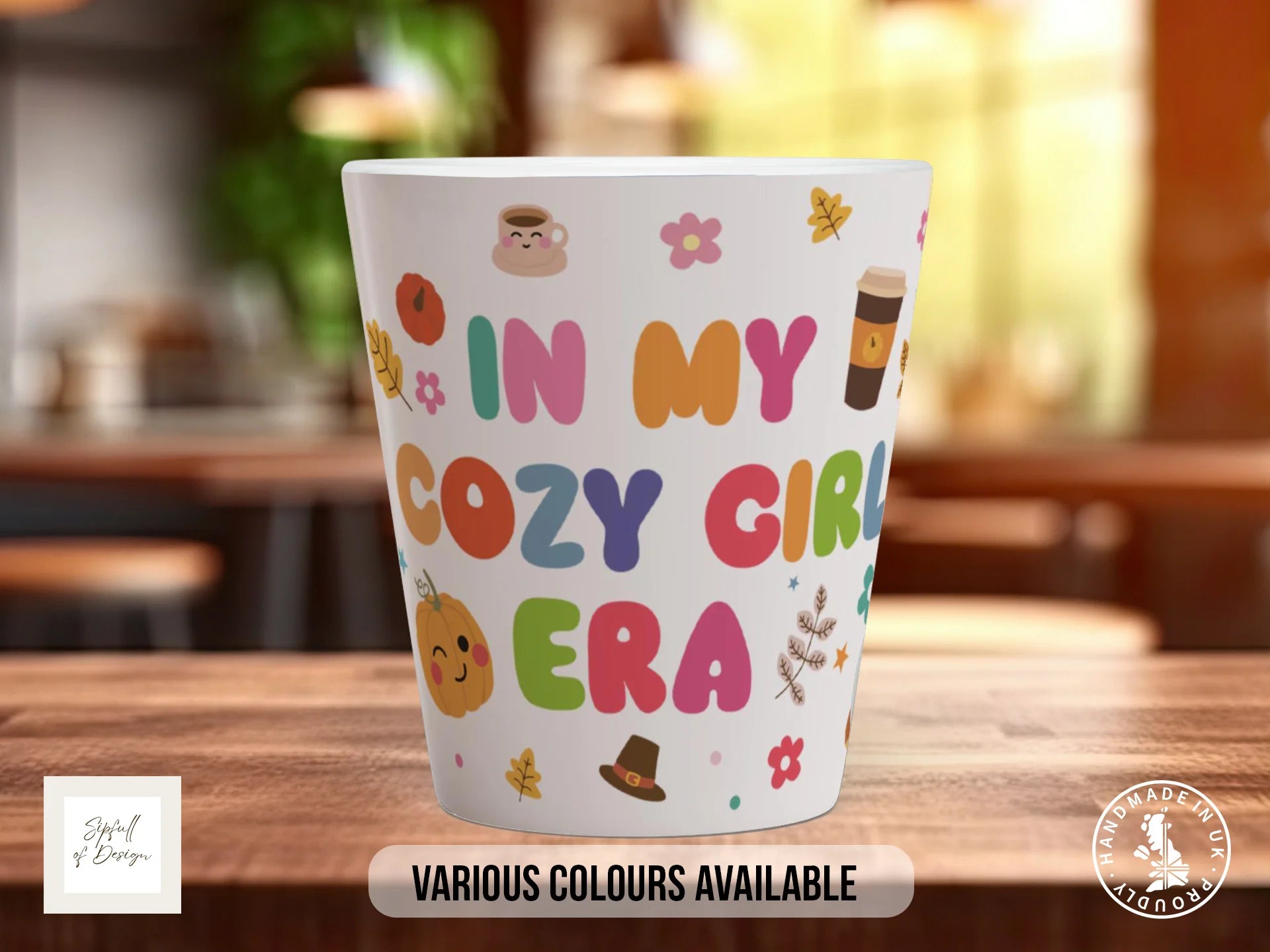 In My Cozy Girl Era Mug – Autumn Vibes Mug for Her – Pumpkin Spice Season Gift – Aesthetic Cozy Girl Mug – Colourful Autumn Mug 12oz Latte