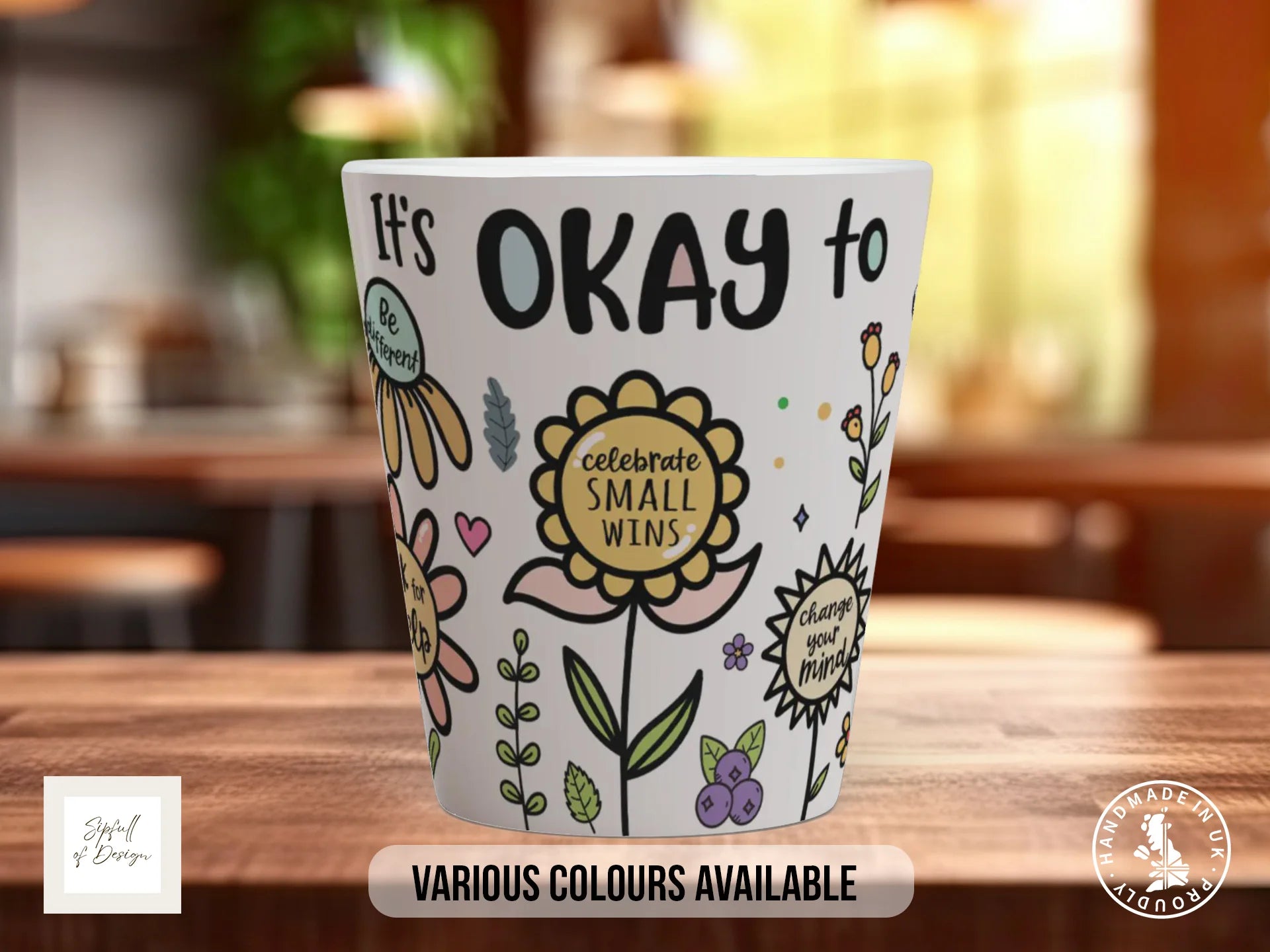 It's Okay To Mug | Illustrated Mental Health Gift Mug 12oz Latte