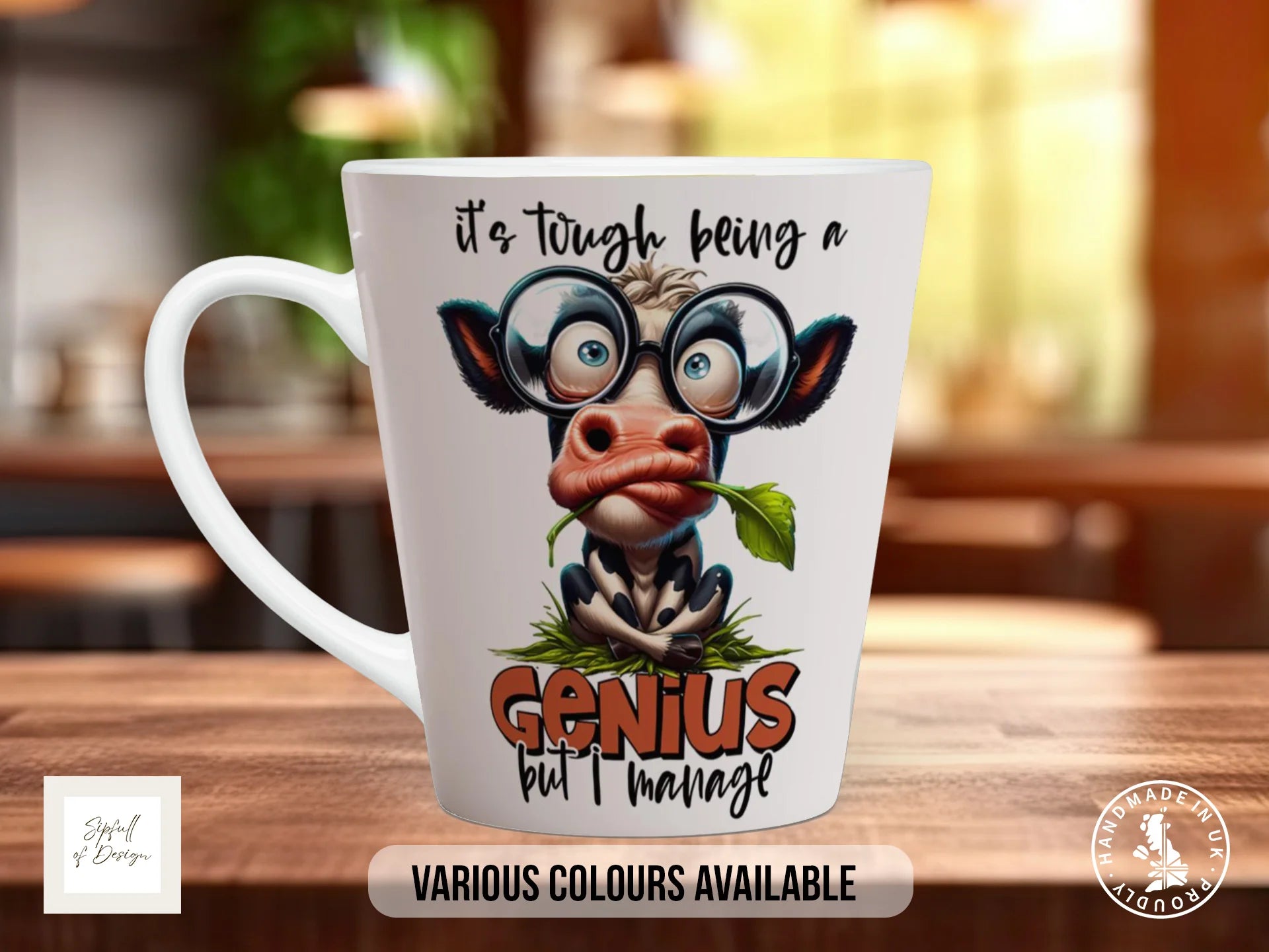 It's Tough Being a Genius But I Manage Mug | Funny Cow Mug 12oz Latte