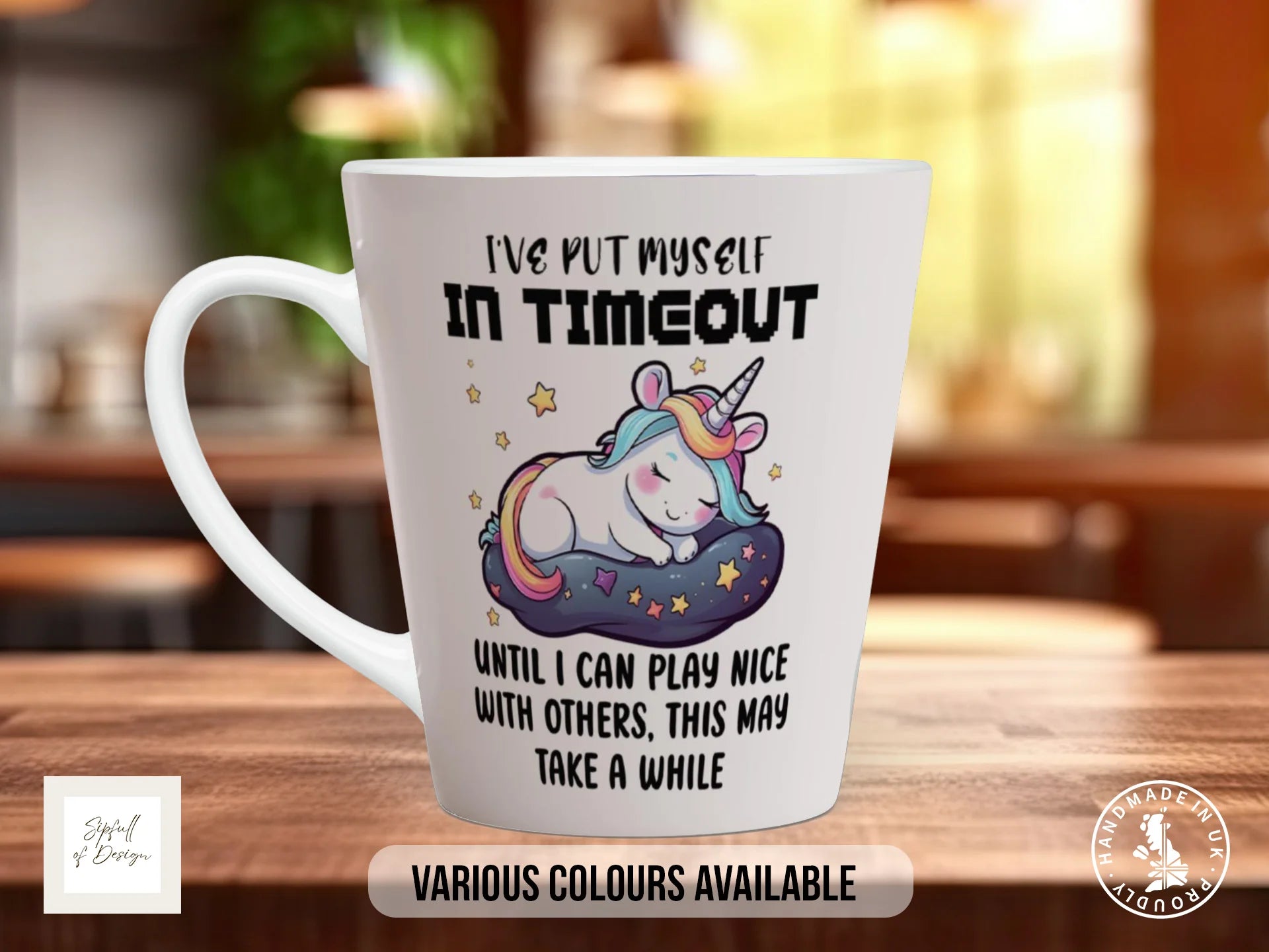 I've Put Myself in Timeout Until I Can Play Nice With Others Mug | Funny Unicorn Gift 12oz Latte