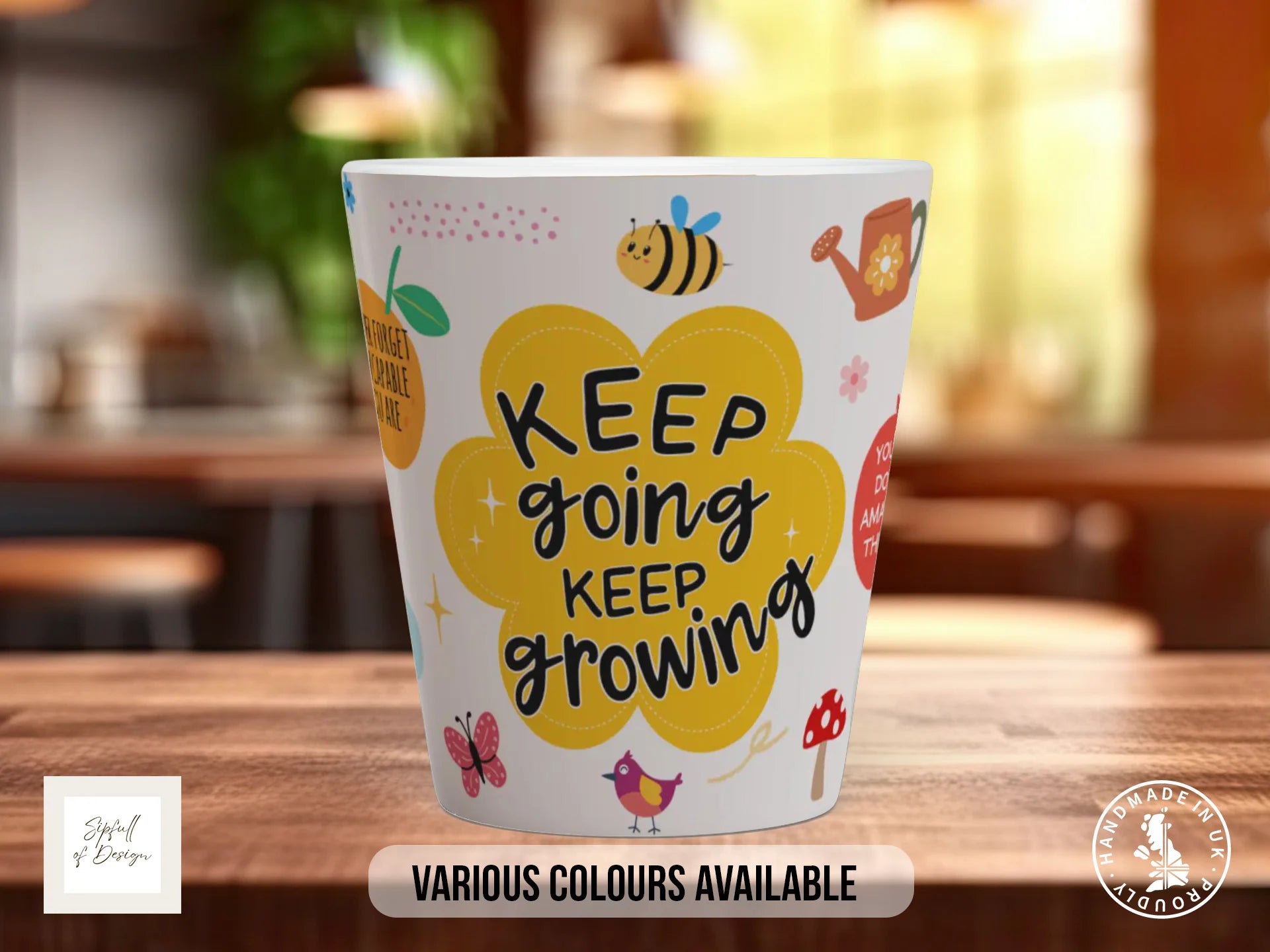 Keep Going Keep Growing Mug | Illustrated Nature-Themed Gift Mug 12oz Latte