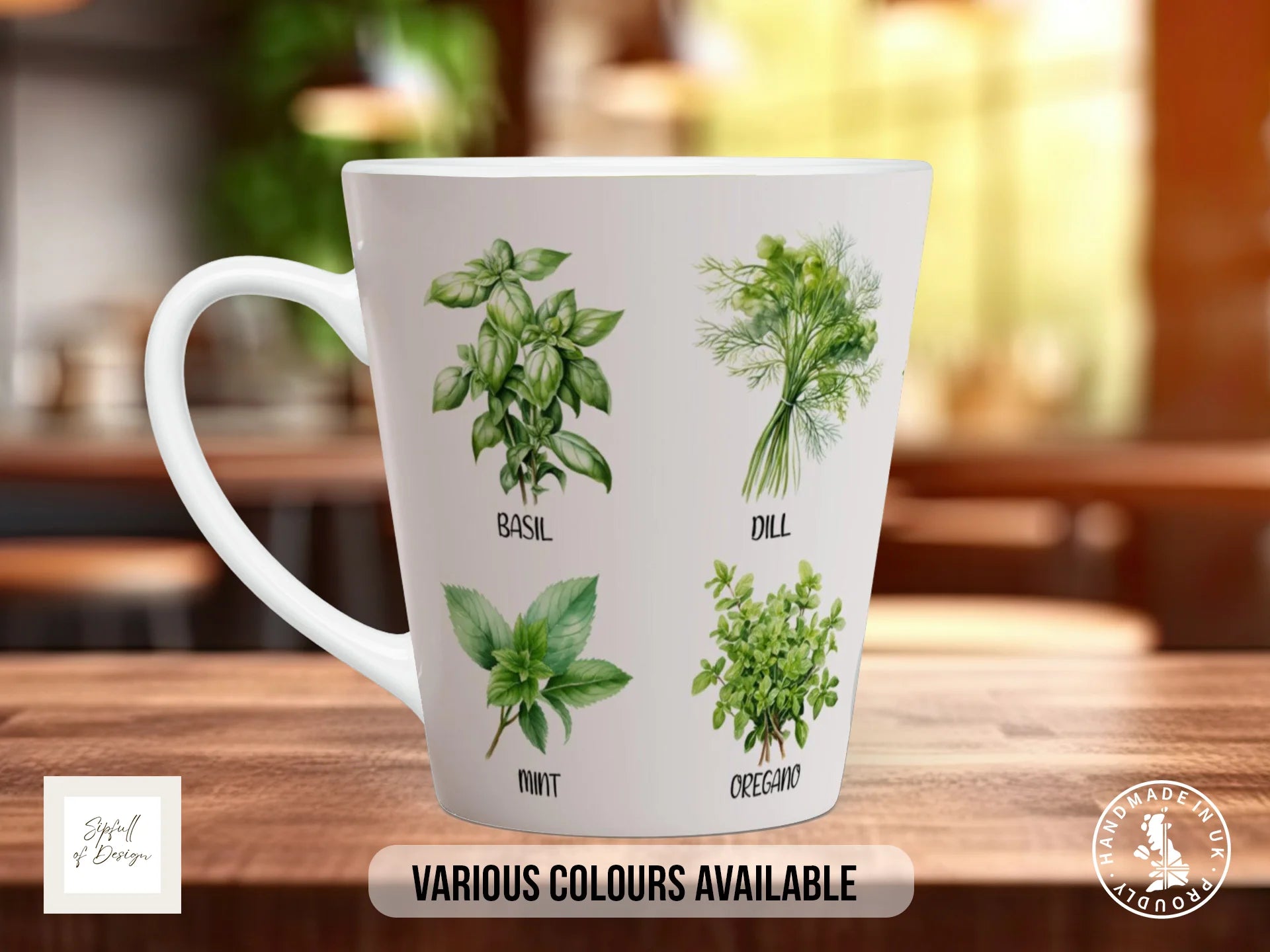 Kitchen Herbs Mug | Gift for Cooks & Herb Growers 12oz Latte