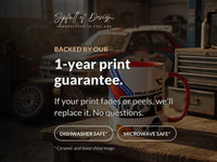 1-year print guarantee — dishwasher and microwave safe (ceramic and bone china mugs)