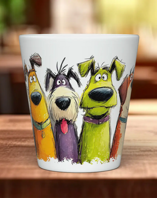 Colourful Dog Crowd Mug | Playful Dog Art