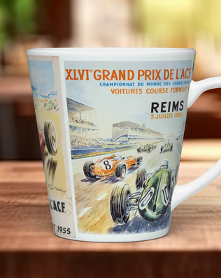 Grand Prix 1950s Mug | Vintage Formula 1 Racing Poster Gift