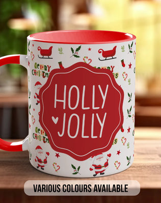 Holly Jolly Christmas Mug – Festive Santa & Sleigh Design