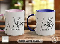 Wifey & Hubby Est. Mug Set | Modern Wedding & Anniversary Gift