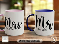 Mr. & Mrs. Est. Mug Set | Wedding & Anniversary Gift for Newlyweds