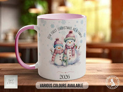 Our First Christmas as a Family Mug | Watercolour Snowman Family Design