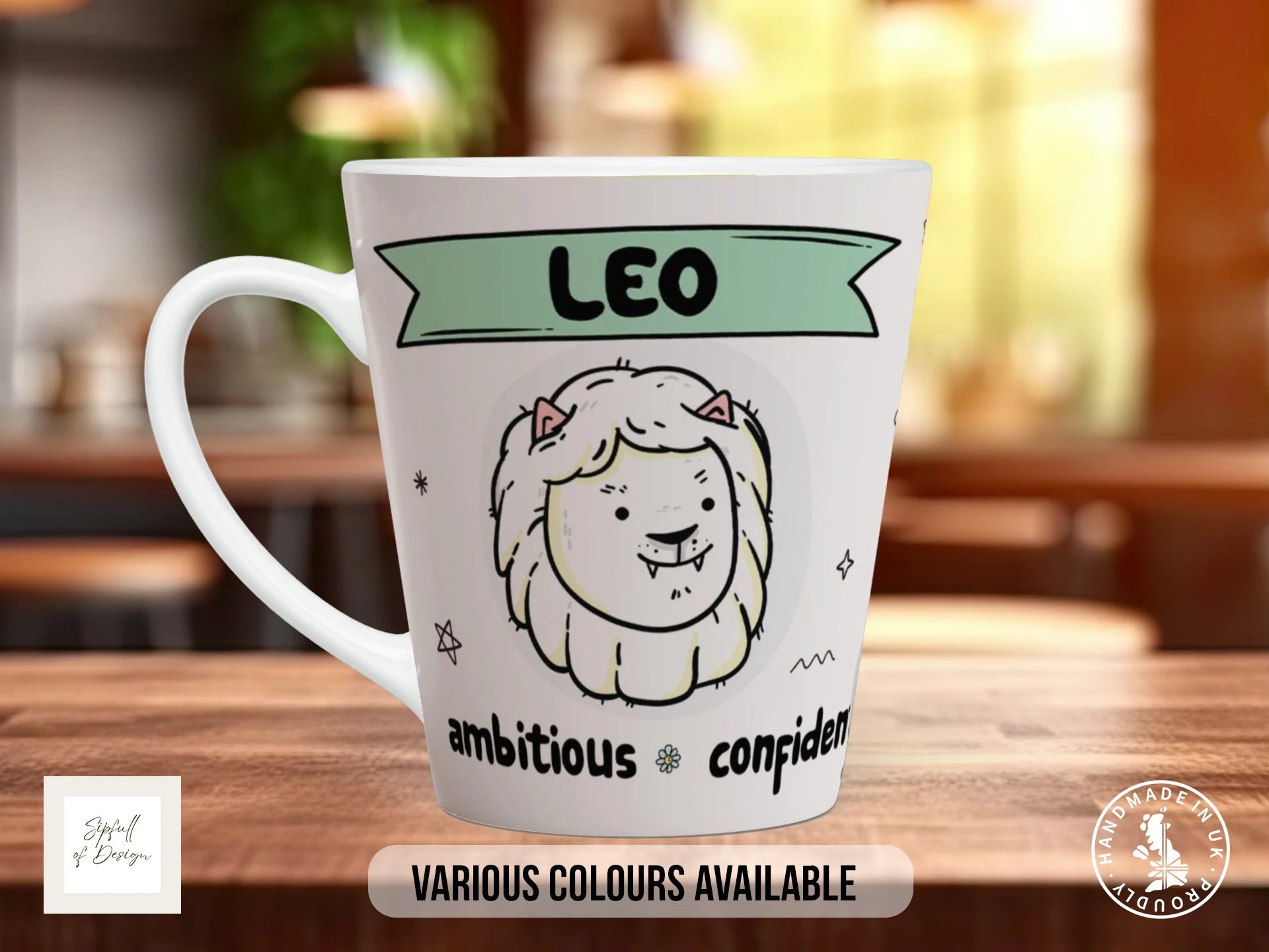 Leo Zodiac Mug | Ambitious & Confident | Cute Zodiac Gift 12oz Latte