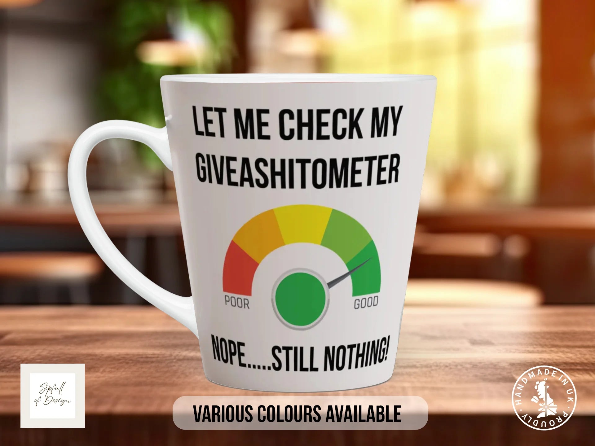 Let Me Check My Giveashitometer Mug | Funny Sarcastic Gift 12oz Latte
