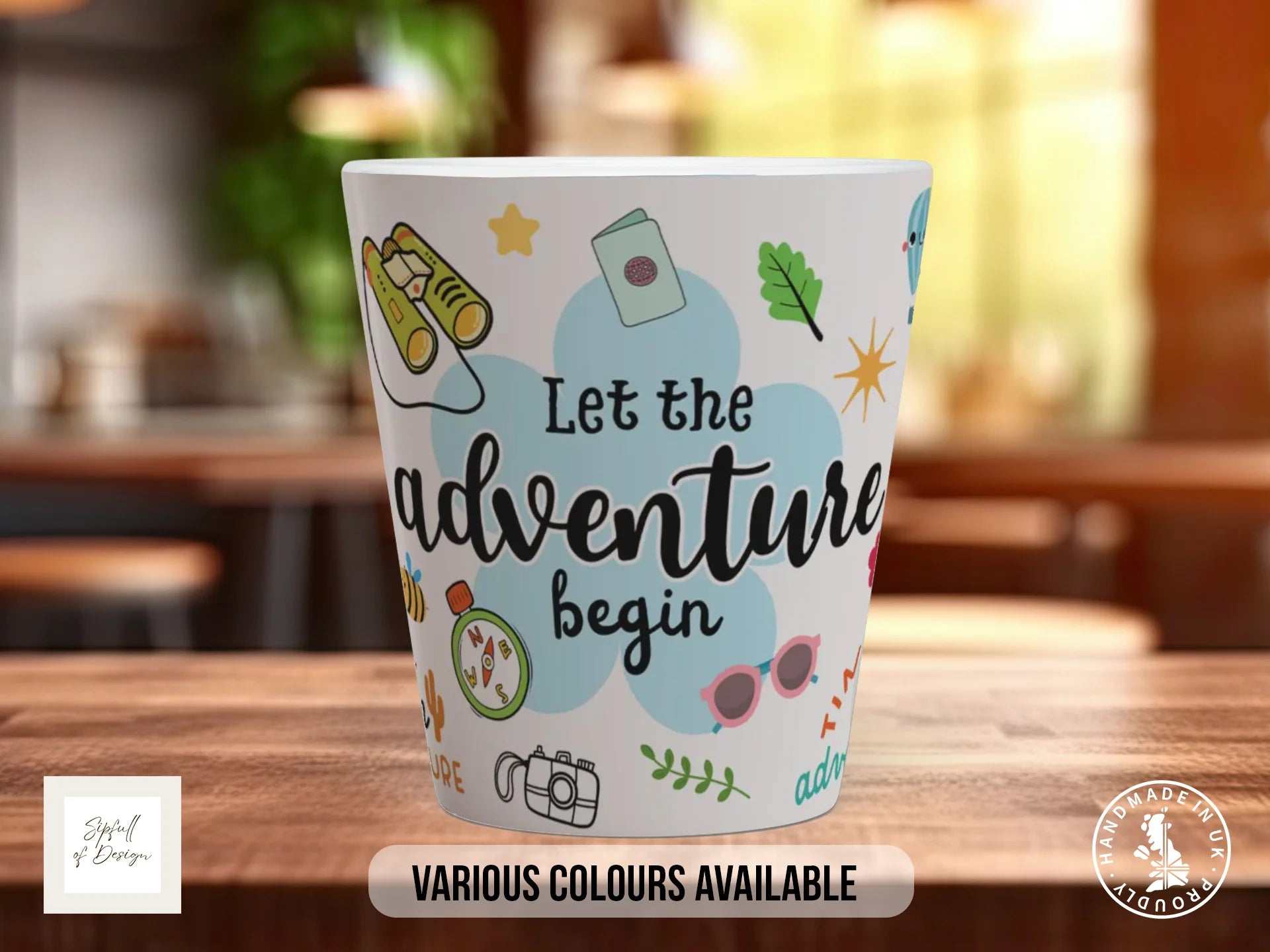 Let the Adventure Begin Mug | Illustrated Travel Gift Mug 12oz Latte