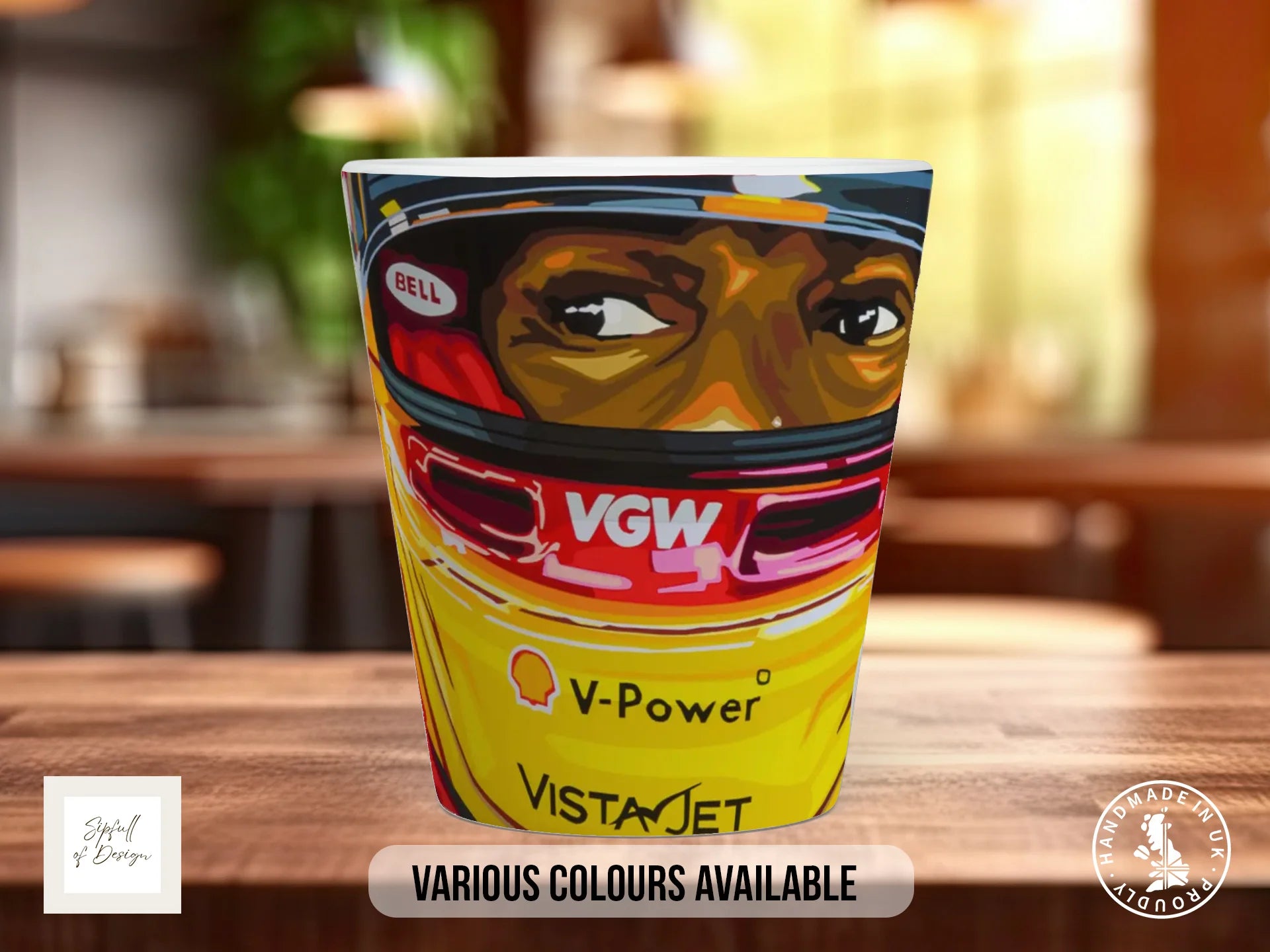 Lewis Hamilton Ferrari Mug | Maranello 2025 | Joel Clark Signature 12oz Latte
