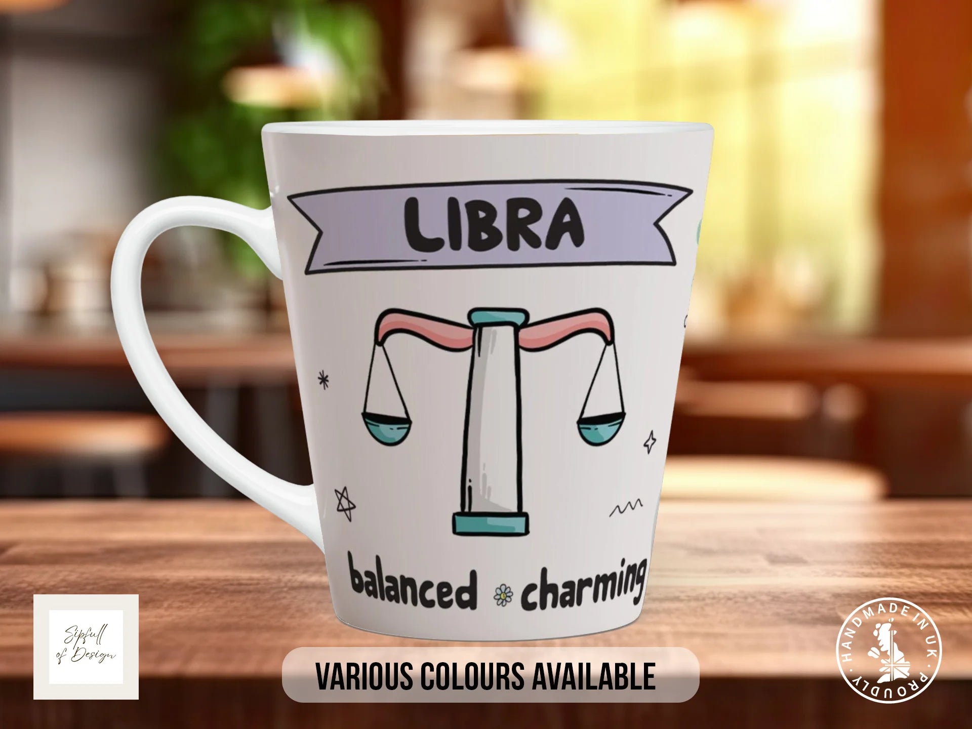 Libra Zodiac Mug | Balanced & Charming | Cute Zodiac Gift 12oz Latte