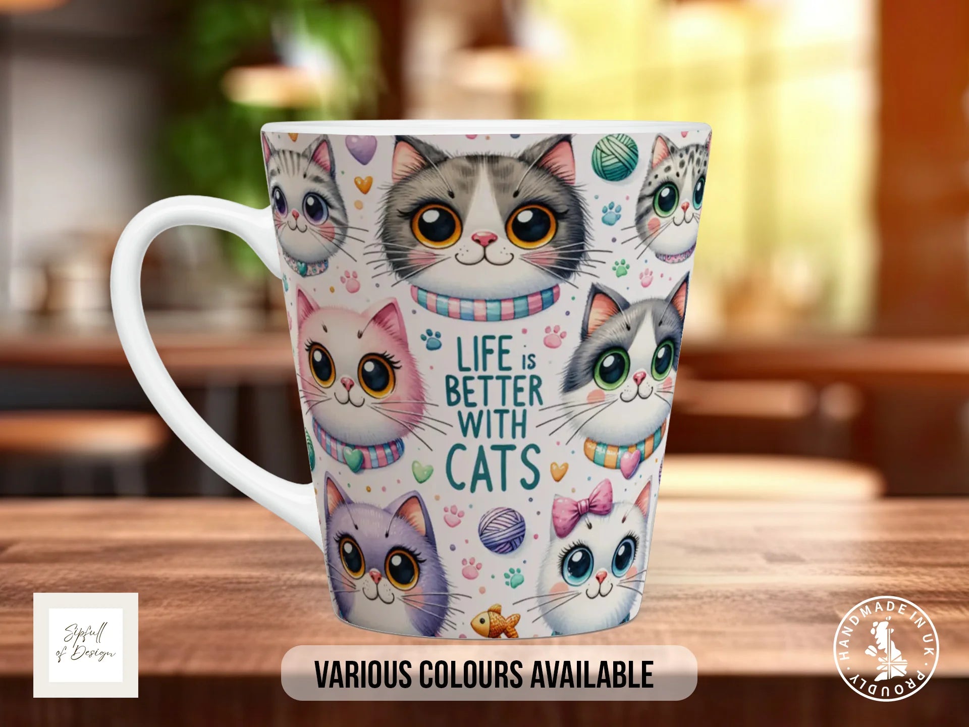 Life Is Better With Cats Mug | Cat Lover Gift | Cat Mum 12oz Latte