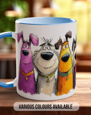 Colourful Dog Crowd Mug | Playful Dog Art