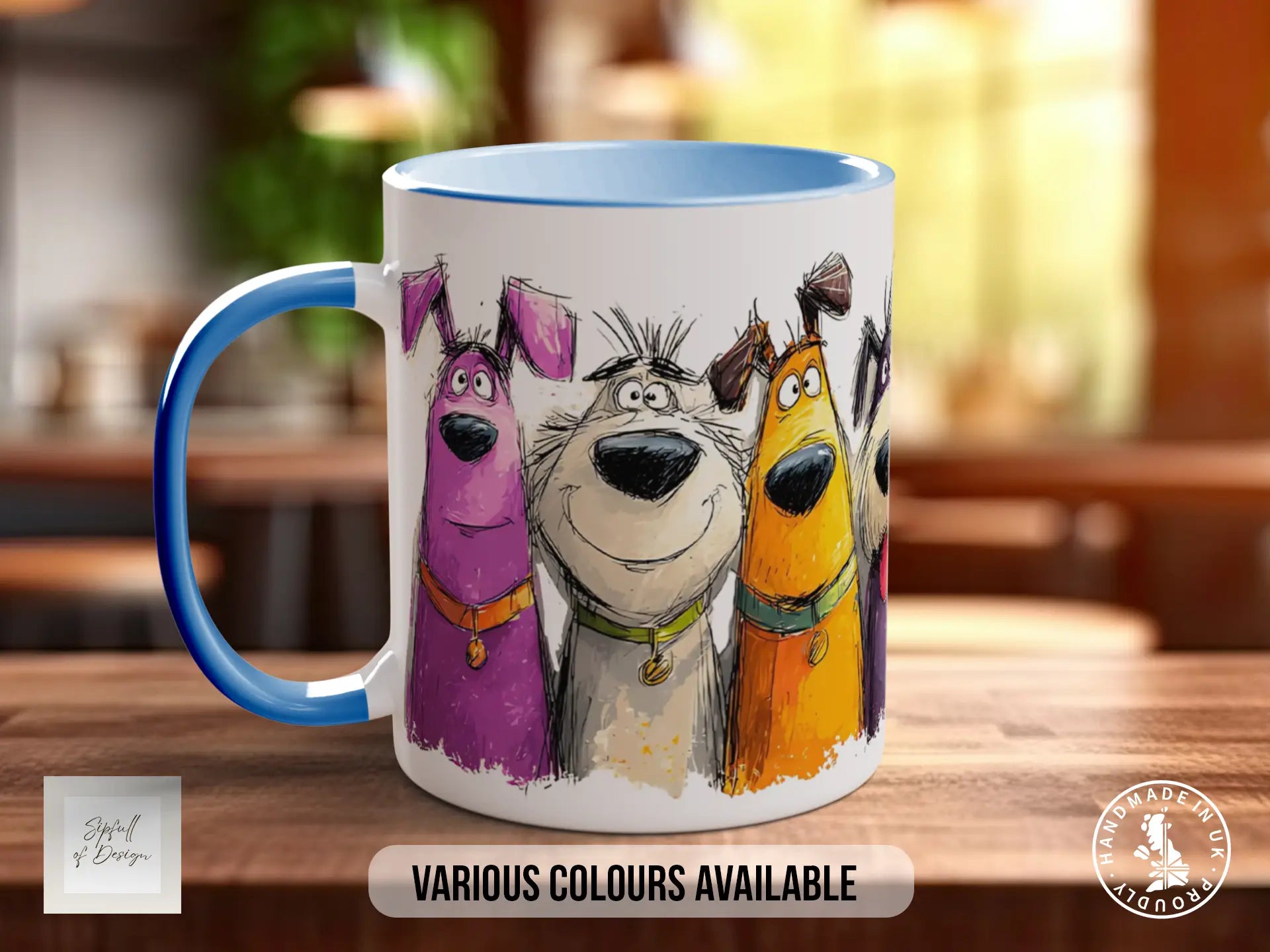 Colourful Dog Crowd Mug | Playful Dog Art