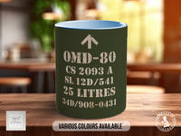 OMD-80 Military Oil Mug | Vintage Army Green Ceramic Cup | Handmade Retro Gift