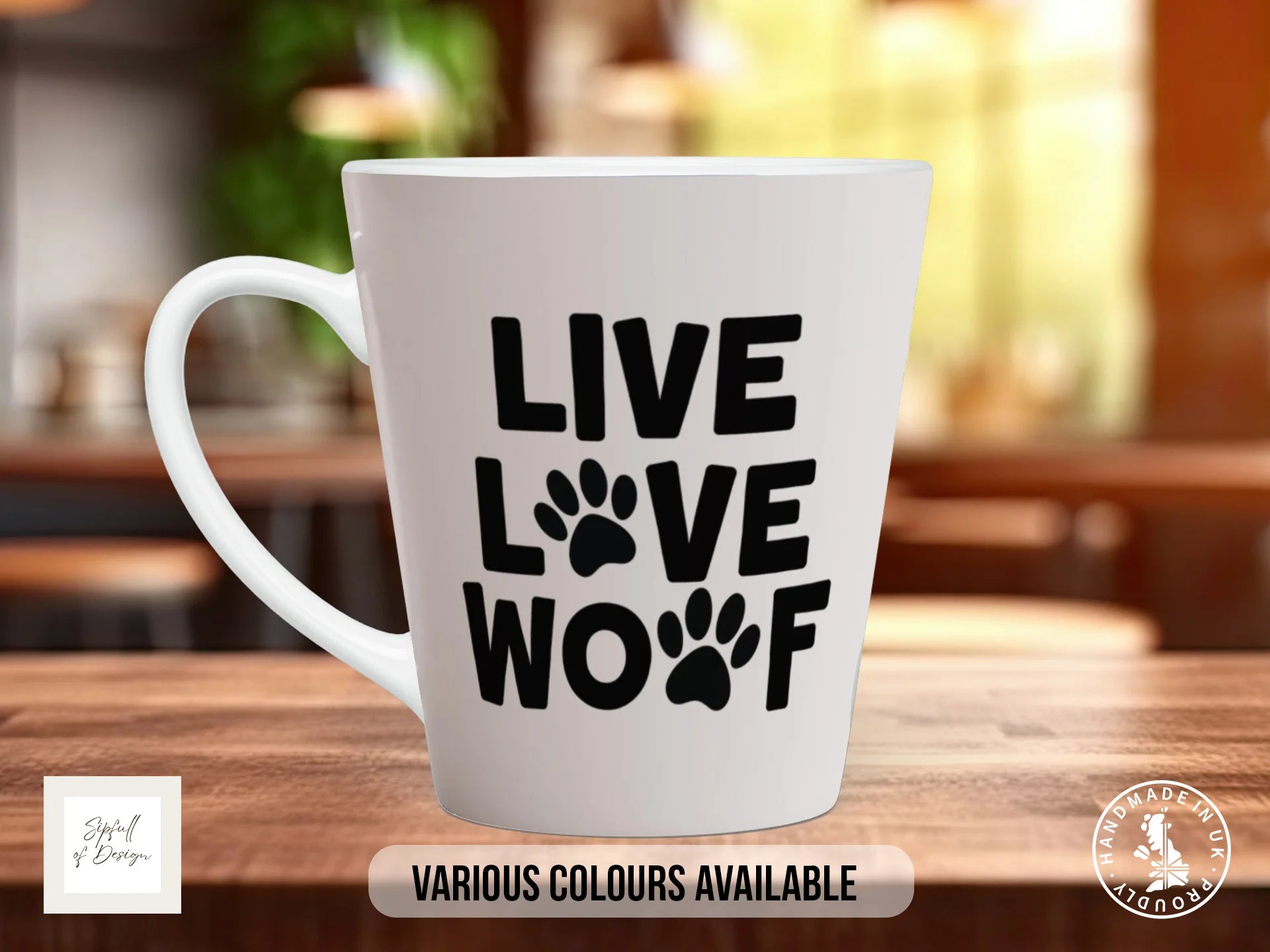 Live Love Woof Mug | Funny Dog Lover Gift 12oz Latte