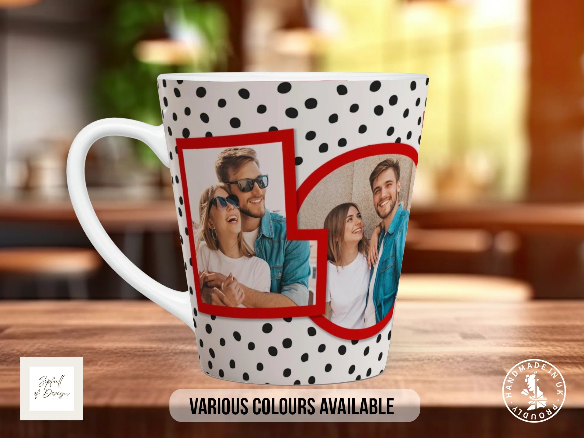 Personalised Valentine's Photo Mug | Four Photos in LOVE Letters | Couples Gift 12oz Latte