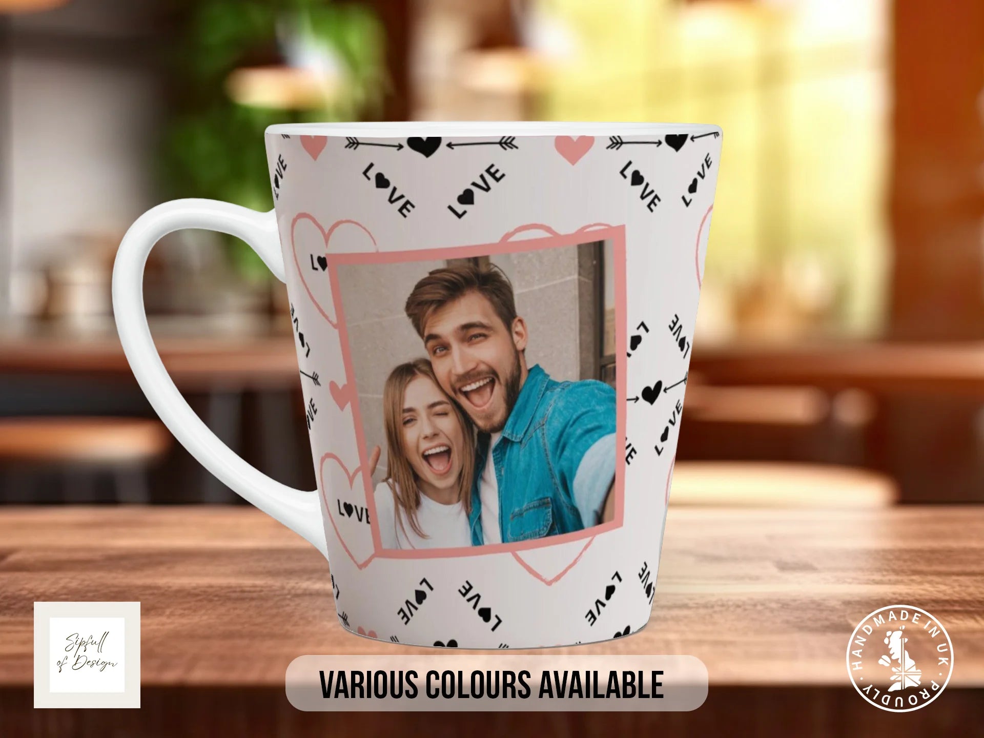Love Heart Personalised Photo Mug | Valentine's Gift for Couples 12oz Latte