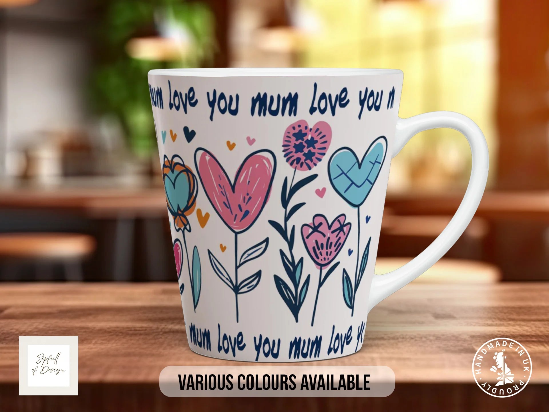 Love You Mum Floral Mug | Mother's Day Gift 12oz Latte