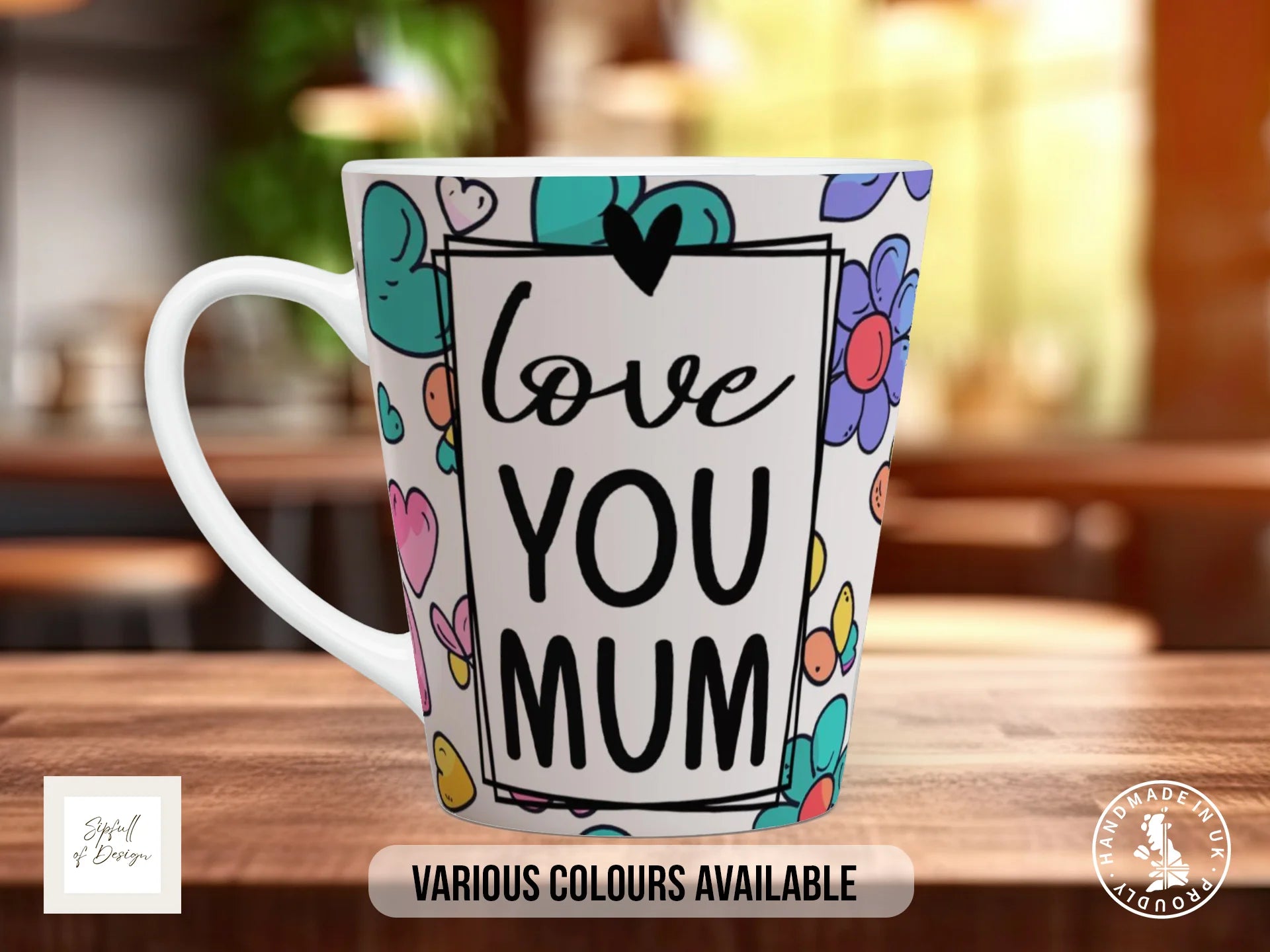 Love You Mum Chunky Floral Wrap Mug | Mother's Day Gift 12oz Latte