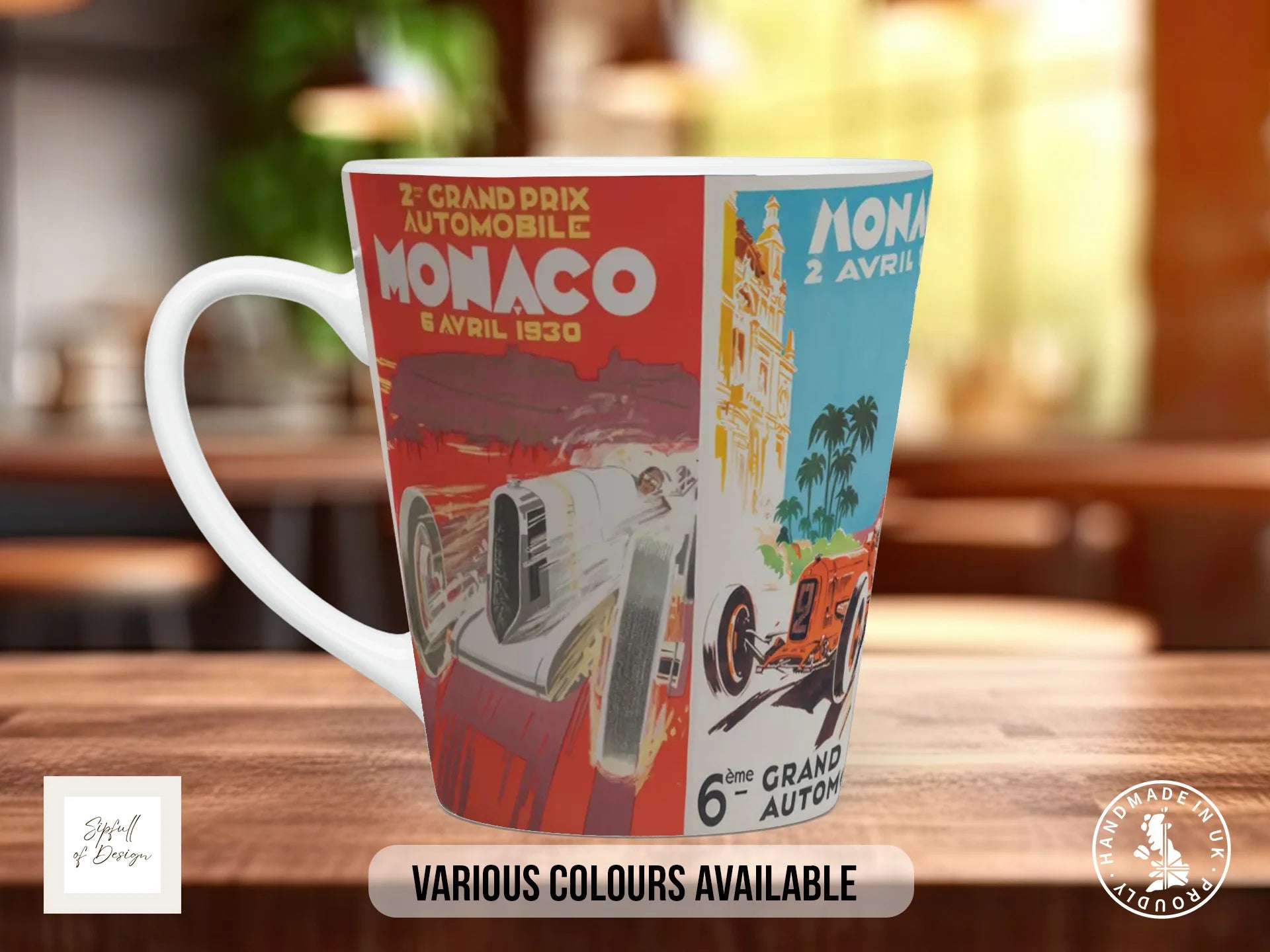 Monaco GP 1930s Mug | Vintage Pre-War Motorsport Gift 12oz Latte